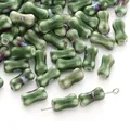Handmade dark green ceramic bone-shaped beads for DIY jewelry bracelets and necklaces - Green