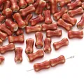 Handcrafted bone-shaped reddish-brown ceramic beads for DIY jewelry and accessory making - Red