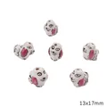 Professional hand-painted dalmatian dog ceramic beads for DIY jewelry making, 13x17mm - Standing Dog (Pink Ear) / 13x17mm / Pink White