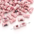 Hand-painted pink bone-shaped ceramic beads for DIY necklace and bracelet jewelry making - Pink