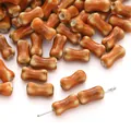 Bone-shaped ceramic beads with hand-painted glaze for DIY jewelry making - Orange Red