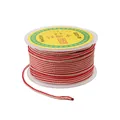 Cordino in nylon intrecciato bicolore rosso e beige per la creazione di gioielli fai da te - 2,5mm, 11m/Rotolo / Rosso Grigio
