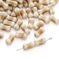 Hand-painted ceramic bone-shaped beads in cream and brown finish for DIY jewelry crafting - Milk Tea