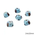 Set of six hand-painted light blue dog-shaped ceramic beads for DIY crafts, 14x10mm - Dog Head / 14x10mm (1 Piece/Pack) / Blue