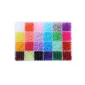 DIY 24-compartment jewelry making kit with colorful round jelly glass beads for bracelets - 24 Grids / 6mm (1200 Pieces)