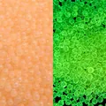 Luminous holeless glass bubble beads showing daylight peach and neon green glow - No-Hole 2-2.5mm (30g/Pack Approx 2100pcs) / Orange