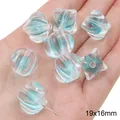 Light blue transparent acrylic pumpkin beads, 19x16mm size for DIY jewelry making. - Corner Bead / 10 Pieces (19x16mm) / Blue