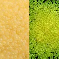 Luminous glass bubble beads for DIY accessories, showing day and night glow effects - No-Hole 2-2.5mm (30g/Pack Approx 2100pcs) / Yellow
