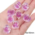 Perles de cœur en sucre en acrylique transparent avec noyau violet pour bijoux DIY - Perle de Coin / Lot de 10 (19x16mm) / Violet