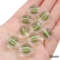 Perles rondes en acrylique transparent de 16 mm avec cœur vert pour la création de bijoux - Perles rondes / 10 Pièces/Paquet (16mm) / Vert