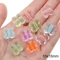 Perles papillon en acrylique transparent coloré pour la création de bijoux DIY, 15x15mm - Perle Papillon / 10 Pièces (15x15mm) / Couleurs Mélangées Aléatoires