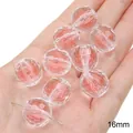 Perles de cœur en sucre en acrylique facettées de 16 mm avec noyau rose pour bijoux - Perle Ronde Facettée Cœur de Sucre / Lot de 10 (16mm) / Rose