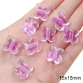 Perles papillon en acrylique 15x15mm avec cœur en sucre pour bijoux DIY - Perle Papillon Cœur de Sucre / Lot de 10 (15x15mm) / Violet