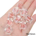 Perles géométriques en acrylique 16x15mm pour la fabrication de bijoux DIY et colliers - Perle Facettée Cœur de Sucre / 10 Pièces/Paquet (16x15mm) / Rose
