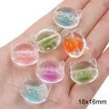 Perles en acrylique 18x16mm en forme de tête de chat pour la création de bijoux DIY - Perle Tête de Chat / Lot de 10 (18x16mm) / Couleurs Mélangées Aléatoires