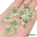 Perles en acrylique vert transparent pour la création de bijoux DIY, taille 19x16mm - Perle de Coin / Lot de 10 (19x16mm) / Vert