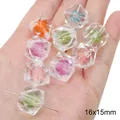 Perles bonbons acryliques facettées carrées multicolores 16x15mm pour création bijoux - Perles facettées / Lot de 10 (16x15mm) / Couleurs Mélangées Aléatoires