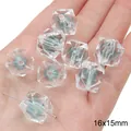 Perles en acrylique transparentes carrées avec cœur sarcelle, 16x15mm pour bijoux DIY - Perles facettées / Lot de 10 (16x15mm) / Bleu