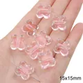 Perles coeur de sucre papillon en acrylique rose transparent 15x15mm pour bijoux DIY - Perle Papillon / 10 Pièces (15x15mm) / Rose