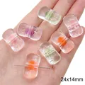 Perles acryliques transparentes avec cœur coloré pour bijoux DIY, taille 24x14 mm - Perle de Savon / Lot de 10 (24x14mm) / Couleurs Mélangées Aléatoires