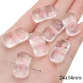 Perles en acrylique rectangulaires transparentes 24x14mm pour création de bijoux - Perle de Savon / Lot de 10 (24x14mm) / Rose