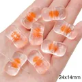 Perles rectangulaires en acrylique avec cœur orange, 24x14mm pour les bijoux DIY. - Perle de Savon / Lot de 10 (24x14mm) / Orange