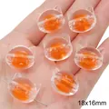 Perles en acrylique tête de chat cœur orange 18x16mm pour fabrication bijoux DIY - Perle Tête de Chat / Lot de 10 (18x16mm) / Orange