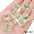 Perles carrées en acrylique de 12 mm avec cœur de sucre vert pour bijoux DIY - Perles carrées / 10 Pièces/Paquet (12x12mm) / Vert
