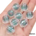 Perles acryliques facettées 16mm avec cœur bleu pour la création de bijoux DIY - Perles facettées / 10 Pièces/Paquet (16mm) / Bleu