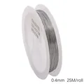 0.4mm stainless steel beading wire 25m roll for handmade jewelry making DIY accessories - 0.4mm Thickness 25M/Roll / Steel