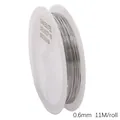 0.6mm stainless steel beading wire on a white spool, 11m roll for DIY jewelry making. - 0.6mm Thickness 11M/Roll / Steel