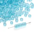 2x4mm transparent light blue glass flat round spacer beads for jewelry making DIY projects - Blue