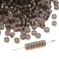 Premium 2x4mm smoked grey translucent glass flat round spacer beads for jewelry making - Gray
