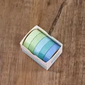 Set van 5 washi-tapes in macaron-kleuren voor DIY-journaling in een compacte doos - Macaron Effen 4 / 5 Rollen