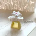 Professional 3D printed magnetic nail art spinner tool with white flower and yellow base - Magnet Not Included / 8mm Version / Yellow and Pink Combination