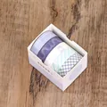 Set van 5 paarse en blauwe washi-tapes met patronen in een mooie witte opbergdoos - Basisstijl 4 / 5 Rollen