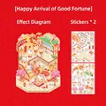 Creative 3D DIY Chinese New Year theme miniature sticker set for journals with 2 sheets - Auspicious Blessing / 2 Sheets Stickers + 1 Tweezers