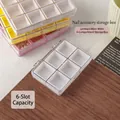 Portable white 6-compartment nail accessory storage box for organizing small gems and charms. - White 6 Slots
