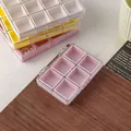 Pink 6-slot macaron nail accessory storage box for rhinestones and tools - Nude Pink 6 Slots
