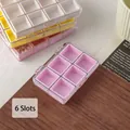 6-slot rose pink nail accessory organizer box with clear lid for desktop storage - Rose Pink 6 Slots