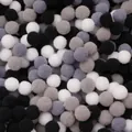 Assorted black white and gray polyester pom poms for DIY craft and creative projects - 100pcs Pack / Black & White Series / 1.5cm
