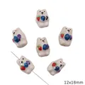 Cute hand-painted bear-shaped ceramic beads for DIY jewelry making crafts, 12x18mm size. - 水果熊 / 12x18mm (1 Piece/Pack) / White
