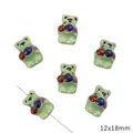 Hand-painted green ceramic bear beads 12x18mm for DIY jewelry making accessories - 水果熊 / 12x18mm (1 Piece/Pack) / Green