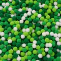Green and white mixed polyester plush pompoms for DIY crafts and jewelry making - Pack of 200 / Green Series / 1.0cm