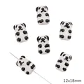 Hand-painted black and white panda shape ceramic beads for DIY jewelry making 12x18mm - Panda Style / 12x18mm (1.5mm Hole) / Black and White