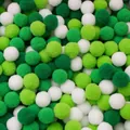 Premium green and white polyester pom poms for creative DIY crafts and home decorations. - 50 Pieces / Green Series / 2.0cm