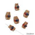 Hand-painted bear animal ceramic beads for DIY jewelry crafts, 12x18mm small size - Fruit Bear Style / 12x18mm (1.5mm Hole) / Coffee