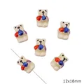 Hand-painted ceramic bear beads 12x18mm size for DIY jewelry and bracelet making - Fruit Bear Style / 12x18mm (1.5mm Hole) / Yellow