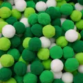 Decorative mixed green and white polyester pom poms for creative DIY craft projects - 20 Pieces Set / Green Series / 3cm