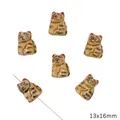 Set of six hand-painted 13x16mm cat ceramic beads for DIY jewelry and phone straps - Cat Style / 13x16mm (1.5mm Hole) / Yellow